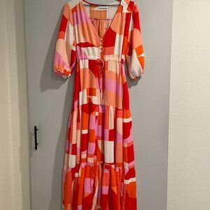 Petal & Pup Aperol Spritz Inspired Maxi Dress (Women's Large)